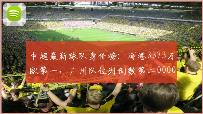 中超最新球队身价榜：海港3373万欧第一，广州队位列倒数第二0000644